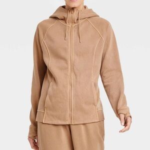 Women’s All in Motion Full Zip Hooded Sweatshirt Brown Size XS NWT